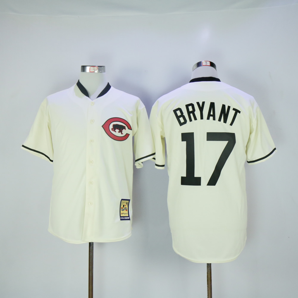 Men Chicago Cubs #17 Bryant Cream Throwback MLB Jerseys->chicago cubs->MLB Jersey